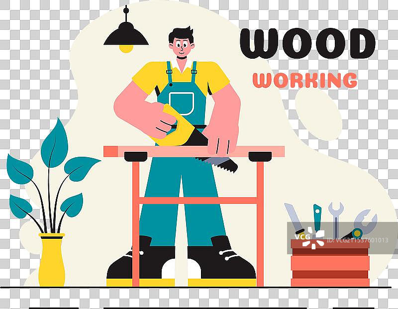 现代工匠的木工制作图片素材