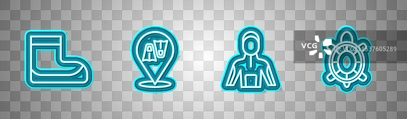 游泳潜水服的线条靴和脚蹼图片素材