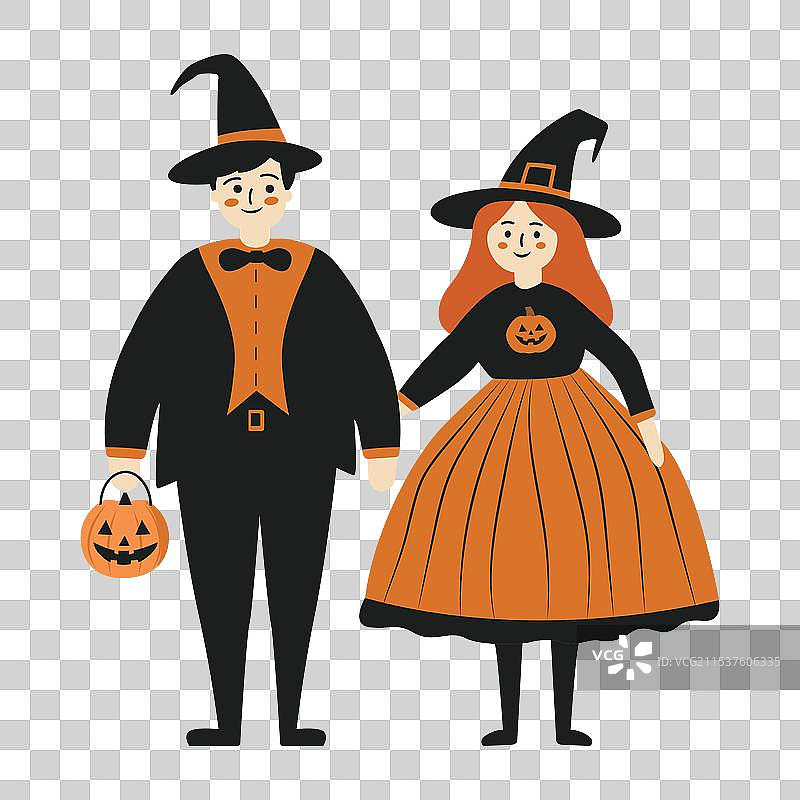 穿着万圣节服装的夫妻图片素材