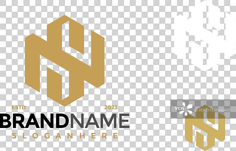 字母ns或sn六边形标志设计符号图标图片素材