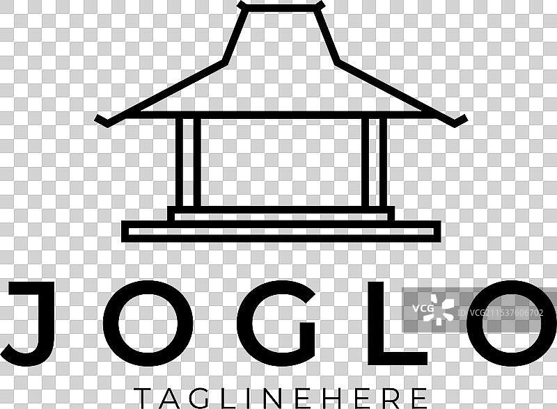 线条艺术风格的Joglo房屋标志图标模板图片素材