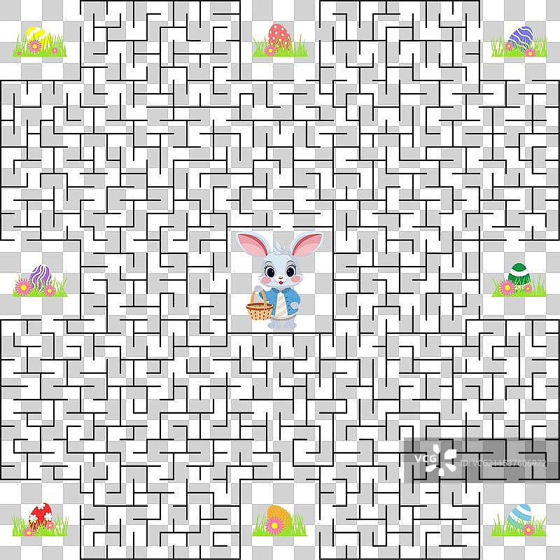 复活节迷宫游戏，兔子收集复活节彩蛋图片素材