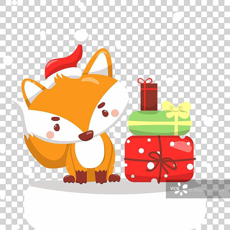 冬天与可爱的小狐狸图片素材