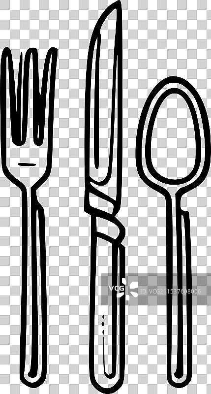叉、刀和勺 - 极简风格图片素材
