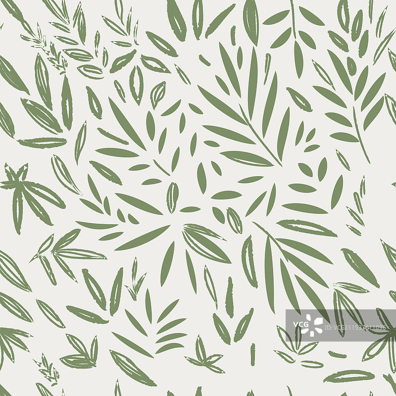 热带叶子图案的绿色叶子笔触图片素材