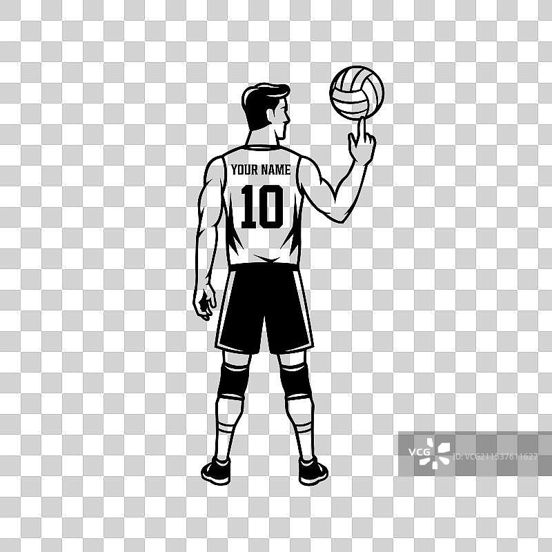 足球或排球运动员与球的设计图片素材