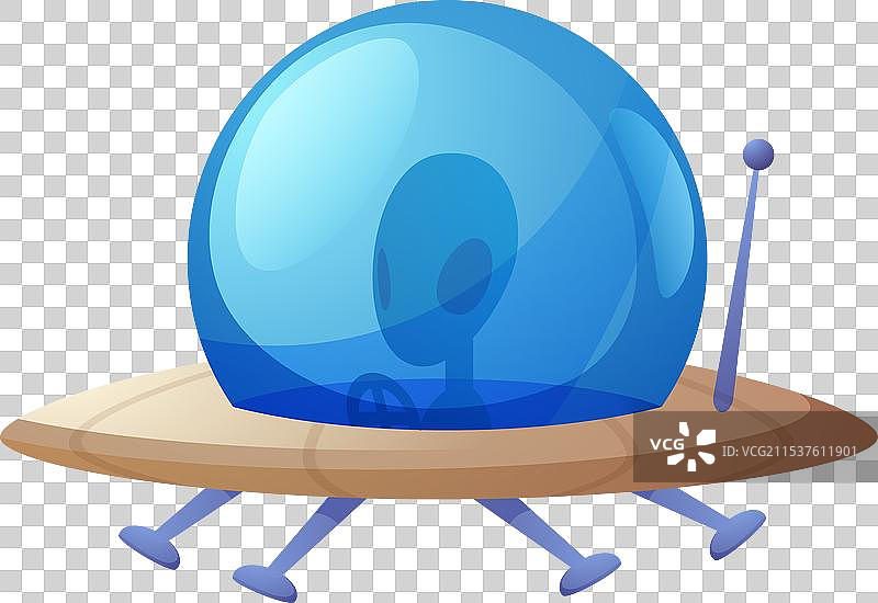 飞碟中的外星人扁平风格图片素材