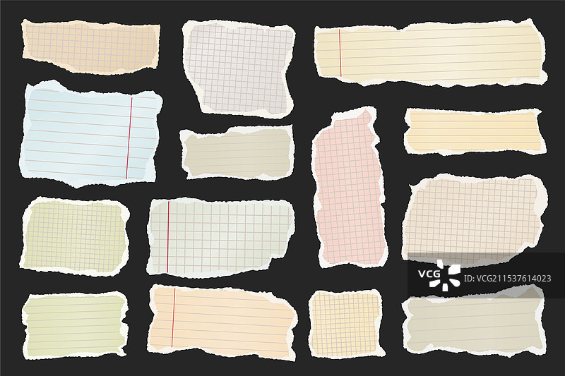 撕裂的纸条逼真的皱纸图片素材