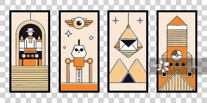 复古未来主义元素极简海报图片素材