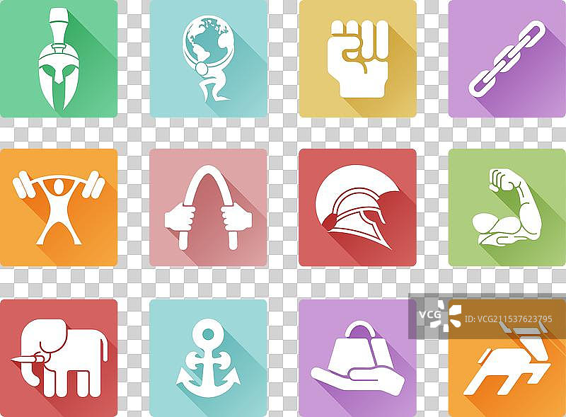 力量图标扁平阴影风格图片素材