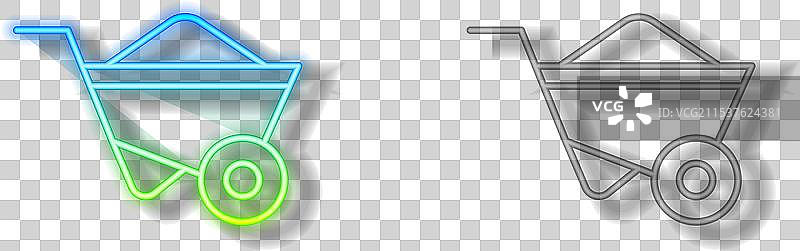 发光的霓虹线轮胎车图标，孤立于背景上图片素材