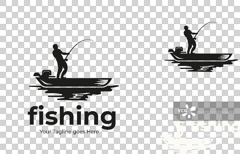 复古风格的男人钓鱼剪影图片素材