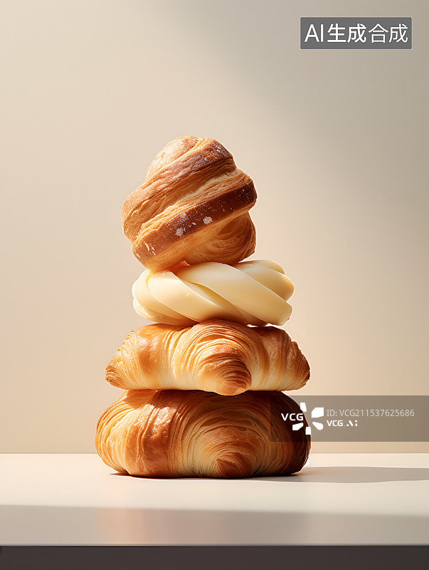 【AI数字艺术】叠在一起的甜品图片素材
