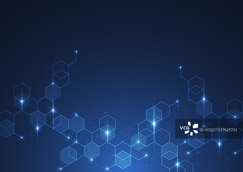抽象科技蓝色六边形图案图片素材