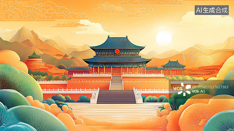 【AI数字艺术】传统建筑，皇家园林，二十四节气图片素材