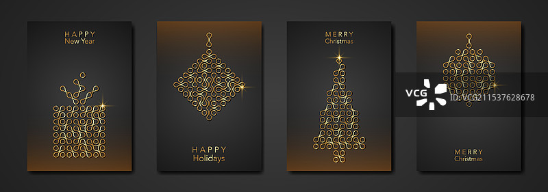 现代金黑色设计的圣诞卡片图片素材