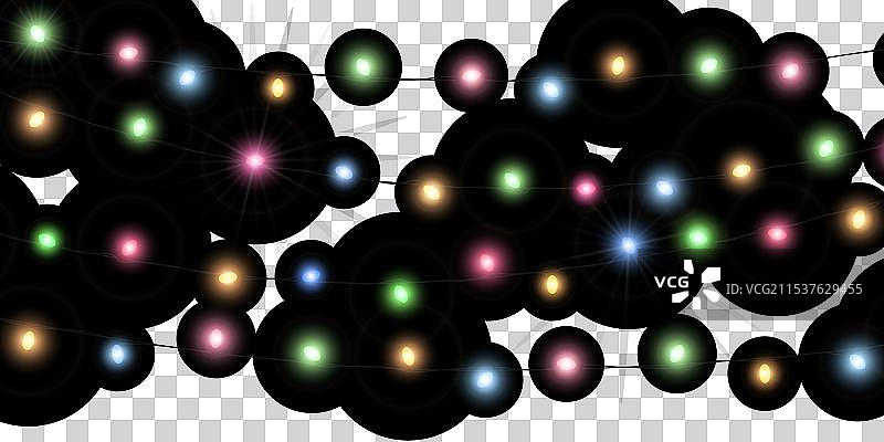 彩色圣诞灯串，节日气氛闪耀图片素材