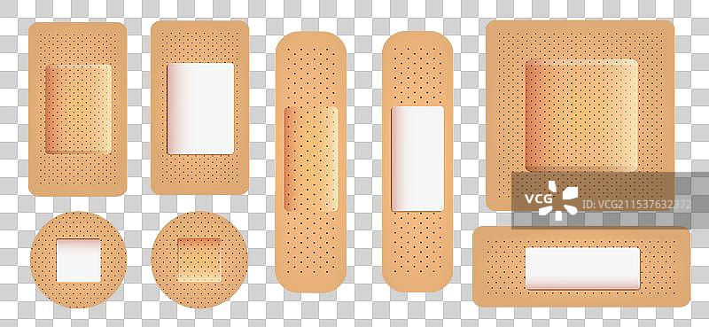 逼真的医用石膏贴片，孤立展示图片素材