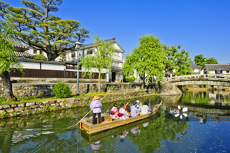 日本冈山县倉敷川游船之旅图片素材