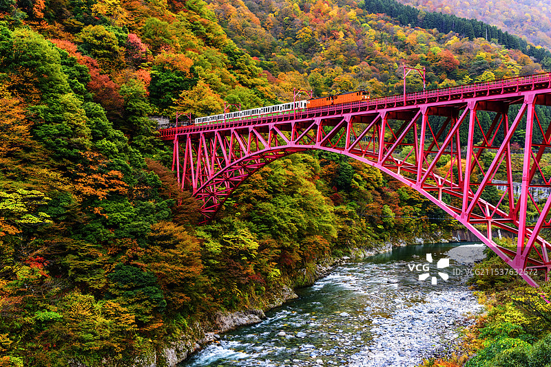 日本富山县黑部峡谷铁路图片素材