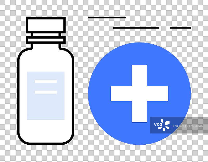 医疗瓶和蓝色健康十字符号图片素材