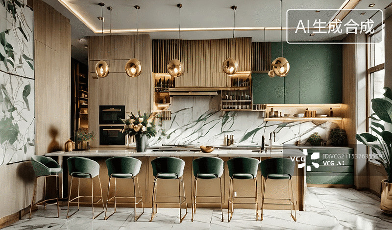 【AI数字艺术】现代厨房图片素材