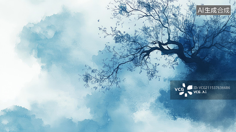 【AI数字艺术】深蓝色质感背景图片素材