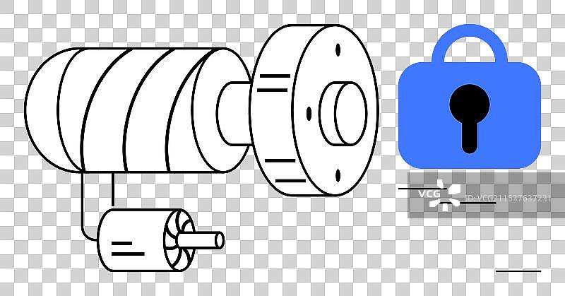 带有机械工程组件的安全锁图片素材
