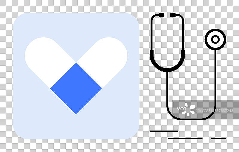 蓝色心形药丸图标与图片素材