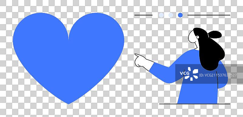 女人指着简单的大心形图案图片素材