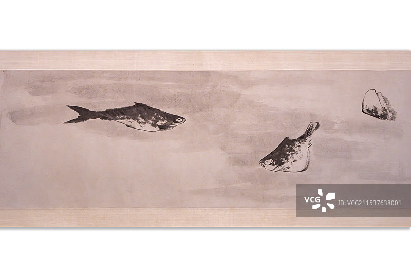 朱耷 八大山人 鱼鸭图卷 上海博物馆藏图片素材