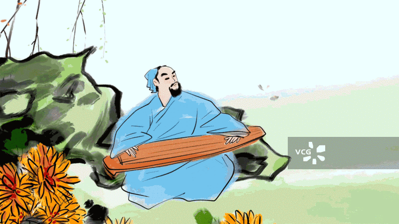 陶渊明，菊花，古琴，秋天图片素材