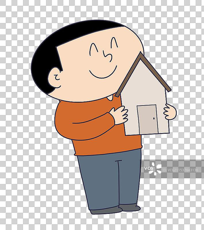 拿着房子的人物图片素材