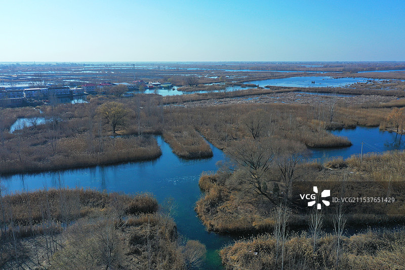 华北明珠白洋淀，碧水蓝天鸟鸣喧舟船乌篷千帆过，如画雄安空气鲜赵庄子图片素材