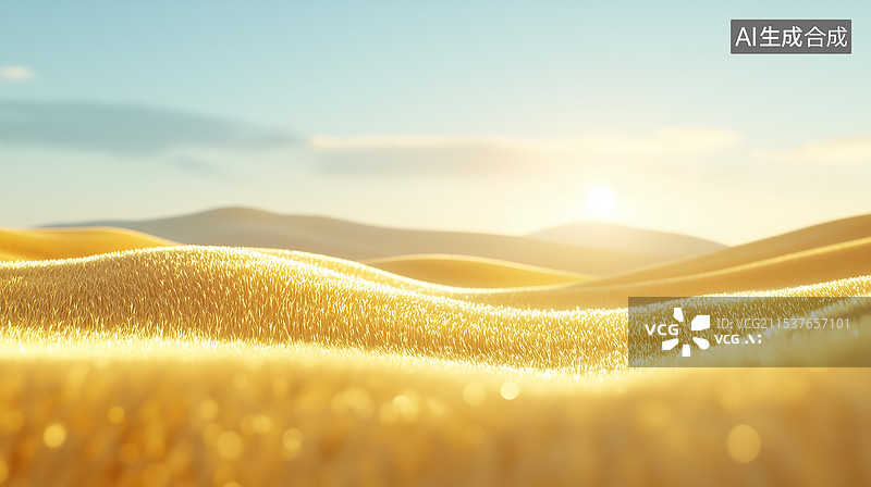【AI数字艺术】阳光下的金色波浪图片素材