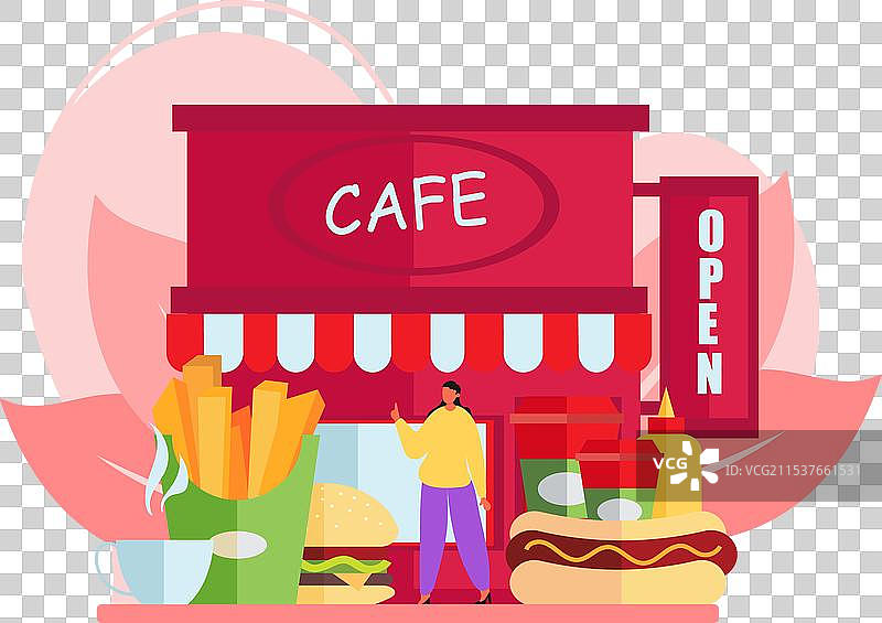 咖啡馆扁平设计图片素材