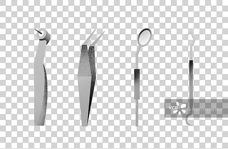 扁平噪点黑白色补牙工具元素医疗插画图片素材