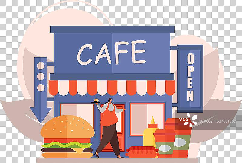 咖啡馆扁平设计图片素材