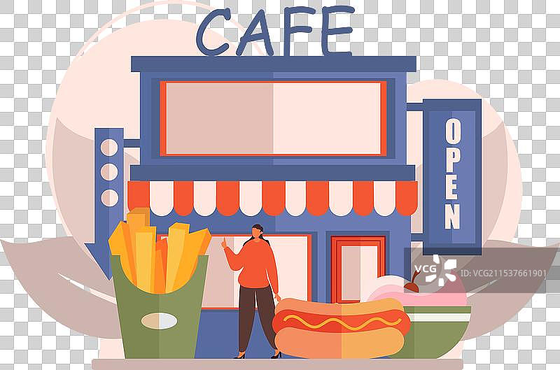咖啡馆扁平设计图片素材