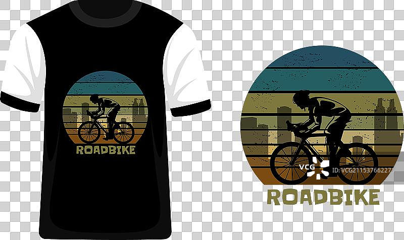 复古风格公路自行车T恤设计图片素材