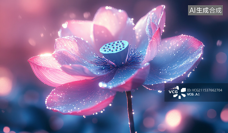 【AI数字艺术】小清新唯美发光荷花图片素材
