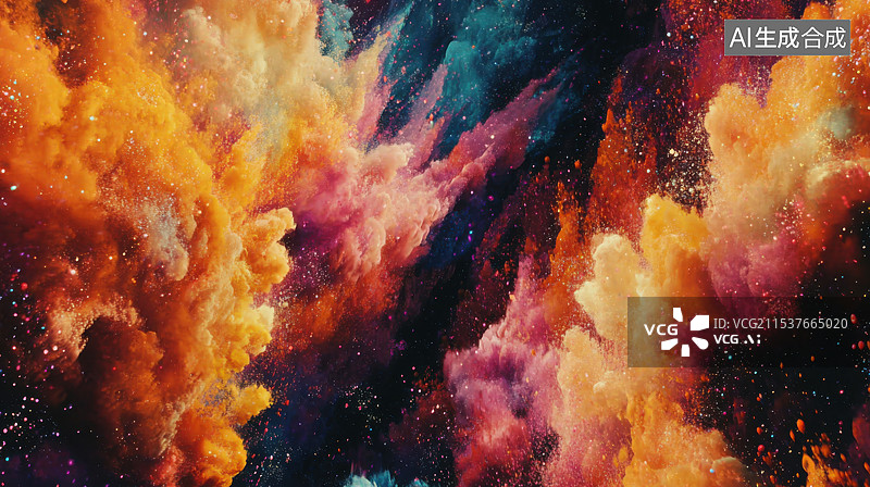 【AI数字艺术】色彩爆炸彩色烟雾抽象背景图片素材