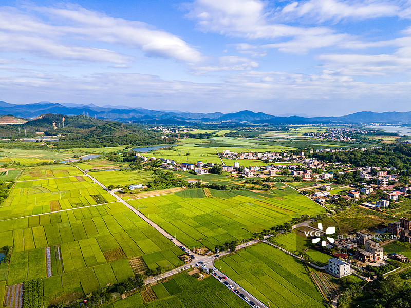 航拍广东惠州墨园村乡村振兴秋季稻田风光图片素材