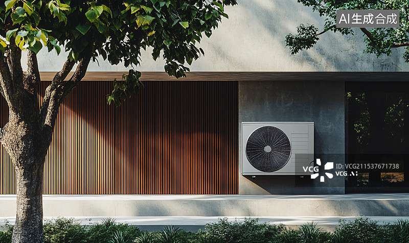 【AI数字艺术】小区住宅楼外的空调外机，突出城市生活与基础设施。图片素材