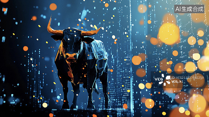 【AI数字艺术】金融科技K线股票走势图牛市图片素材