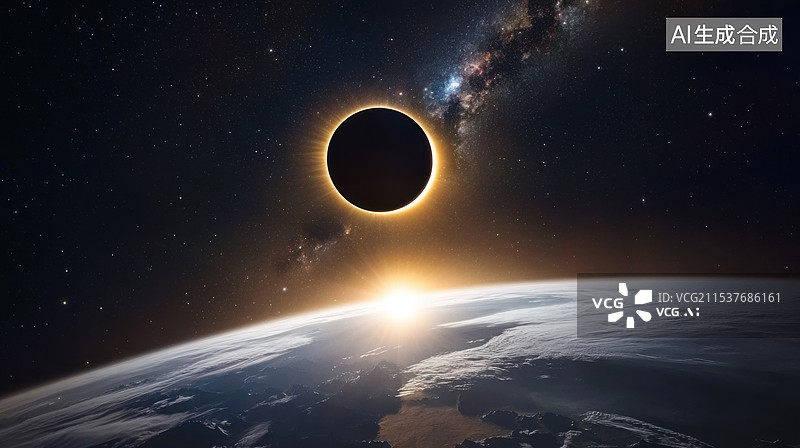 【AI数字艺术】地球日全食图片素材