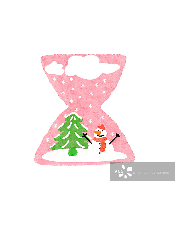 圣诞节快乐雪人水晶球时间沙漏图片素材