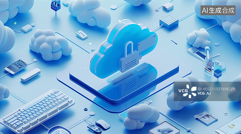 【AI数字艺术】科技网络数据云存储插图图片素材