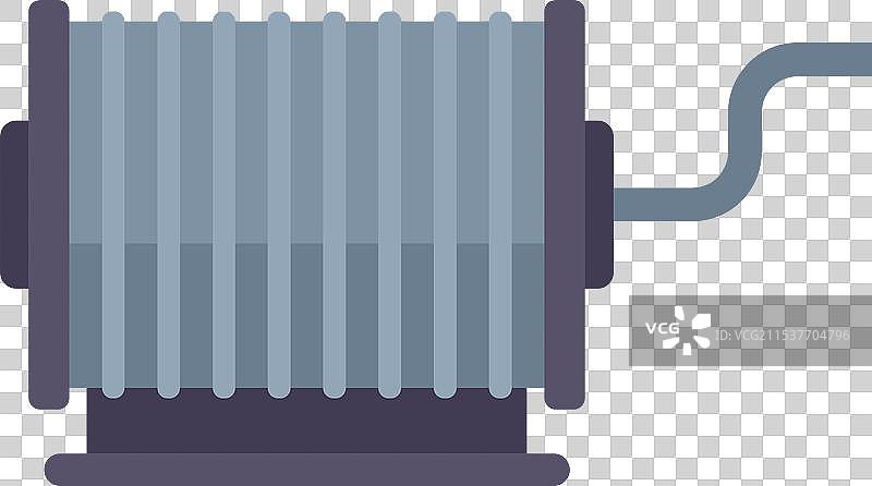 金属电缆鼓绞盘上缠绕着钢丝绳图片素材