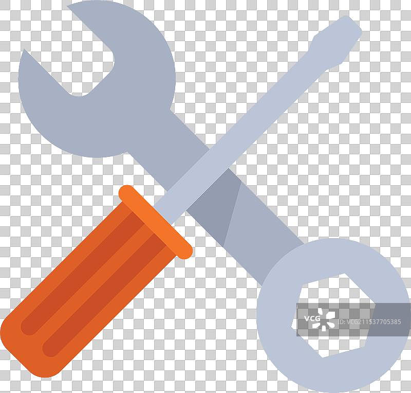 白色背景上交叉的螺丝刀和扳手图片素材